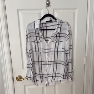 Plaid Button-Up Women's Top - White and Black sanctuary size medium